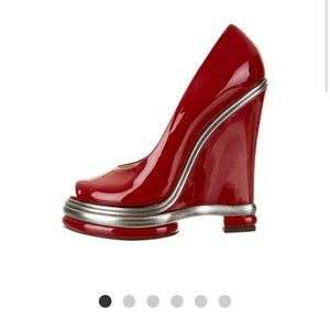 Dolce & Gabanna Red Patent Leather Wedge Heeks